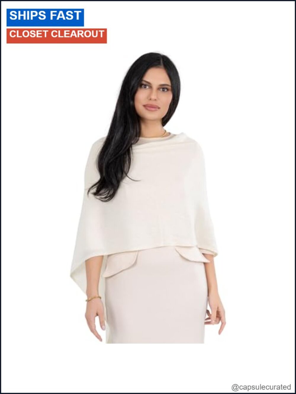 100% Mongolian Cashmere Poncho Wrap Shawl One Size Women's Dress Topper